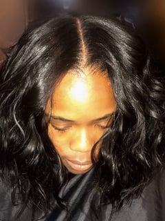 View Women's Hair, Hair Color, Black, Shoulder Length, Hairstyles, Hair Length, Beachy Waves, Hair Extensions - Kharla Rgs, Atlanta, GA