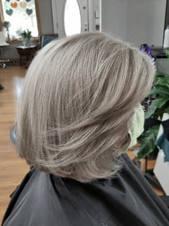 View Women's Hair, Silver, Hair Color, Short Chin Length, Hair Length, Bob, Haircuts - Becki Kennedy, Saint Charles, IL