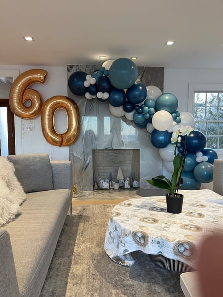 Image of  Balloon Decor, Arrangement Type, Balloon Wall, Balloon Composition, Balloon Garland, Event Type, Birthday, Baby Shower, Wedding, Graduation, Holiday, Valentine's Day, Corporate Event, Colors, White, Blue, Accents, Characters, School Pride