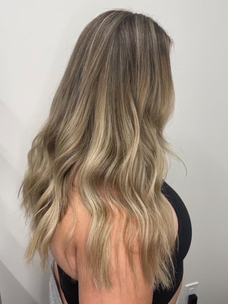 Image of  Women's Hair, Blowout, Hair Color, Balayage, Black, Foilayage, Fashion Color, Color Correction, Brunette, Blonde, Full Color, Highlights, Ombré, Silver, Red, Hair Length, Short Ear Length, Pixie, Haircuts, Long