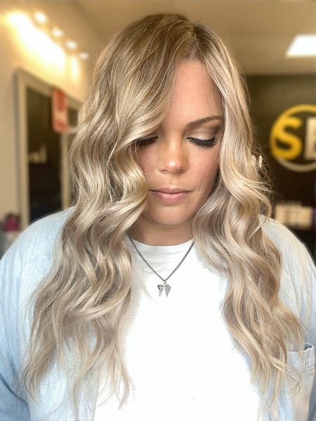 Image of  Silver, Ombré, Blonde, Balayage, Women's Hair, Hair Color, Highlights, Color Correction, Foilayage
