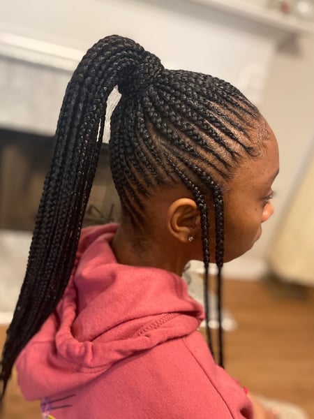 Image of  Girls, Haircut, Kid's Hair, Protective Styles, Hairstyle, Braiding (African American), Updo