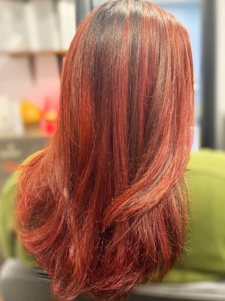 Image of  Women's Hair, Hair Color, Red, Hair Length, Medium Length, Natural, Hairstyles