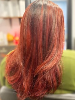 View Hair Color, Red, Hair Length, Long Hair (Upper Back Length), Natural Hair, Hairstyle, Women's Hair - Chanda Jones, West Des Moines, IA