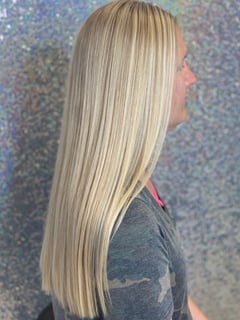 View Women's Hair, Hair Color, Blonde, Highlights, Hair Length, Long, Haircuts, Blunt, Hairstyles, Straight - Janelle Finseth, West Fargo, ND