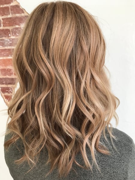 Image of  Haircuts, Women's Hair, Layered, Blowout, Beachy Waves, Hairstyles, Curly, Highlights, Hair Color, Balayage, Foilayage, Blonde