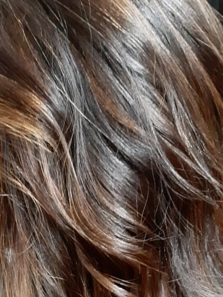 Image of  Women's Hair, Balayage, Hair Color, Brunette, Fashion Color, Foilayage, Beachy Waves, Hairstyles