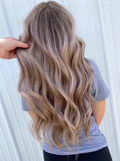 View Balayage, Blonde, Color Correction, Highlights, Foilayage, Hair Color, Silver, Long Hair (Upper Back Length), Women's Hair, Long Hair (Mid Back Length), Hair Length - Brittany Shadle, New Caney, TX