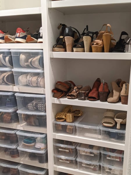 Image of  Professional Organizer, Home Organization, Bedroom, Master Closet, Closet Organization, Shoe Shelves