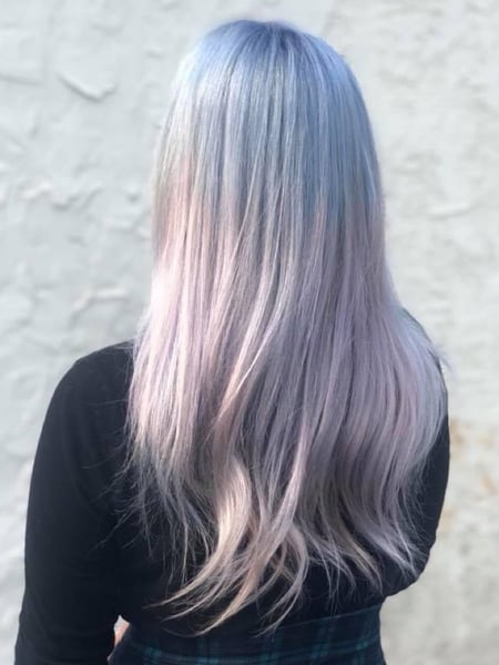 Image of  Fashion Color, Ombré, Blonde, Blowout, Hairstyles, Women's Hair, Hair Color, Makeup, Full Color, Color Correction, Technique, Airbrush, Colors, Blue, Pink