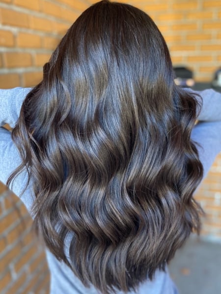 Image of  Women's Hair, Blowout, Brunette, Hair Color, Long, Hair Length, Beachy Waves, Hairstyles