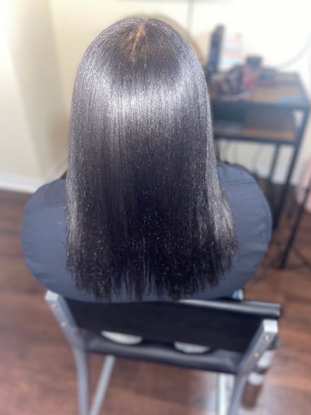 Image of  Women's Hair, Medium Length, Hair Length, Natural, Hairstyles, Straight, 3A, Hair Texture, 3B, Silk Press, Permanent Hair Straightening
