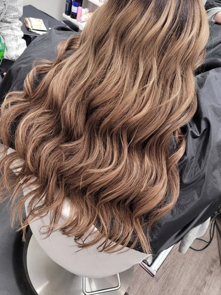Image of  Women's Hair, Blowout, Hair Length, Long, Layered, Haircuts, Hair Extensions, Hairstyles, Beachy Waves