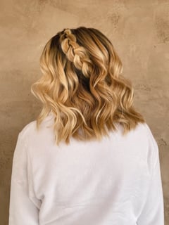 View Curls, Updo, Bridal Hair, Beachy Waves, Hairstyle, Braid (Boho Chic), Women's Hair - Naomi Serrano, San Diego, CA