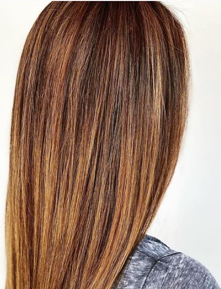 Image of  Women's Hair, Brunette, Hair Color, Balayage, Medium Length, Hair Length, Straight, Hairstyles