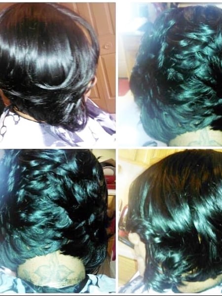 Image of  Women's Hair, Black, Hair Color, Short Chin Length, Hair Length, Bob, Haircuts