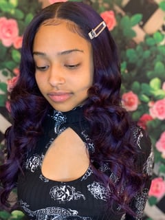View Hairstyle, Curls, Layers, Haircut, Curly, Hair Length, Long Hair (Mid Back Length), Fashion Hair Color, Hair Color, Women's Hair, Smoothing , Dominican Blowout, Hair Texture, 3C, Weave, Straight, Protective Styles (Hair), Hair Extensions - Renay Nelson, Chesapeake, VA