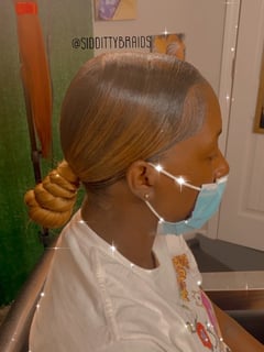 View Natural Hair, Smoothing , Silk Press, Hairstyle, Weave, Updo, Straight, Women's Hair - Taee Baker, Raleigh, NC