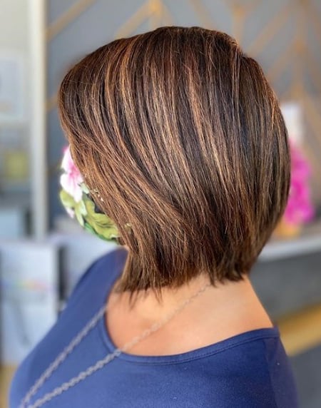 Image of  Women's Hair, Balayage, Hair Color, Brunette, Shoulder Length, Hair Length, Straight, Hairstyles, Bob, Haircuts, Layered