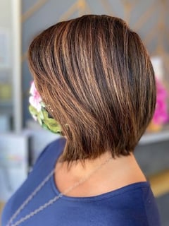 View Brunette, Balayage, Hair Color, Layered, Haircuts, Bob, Hairstyles, Straight, Hair Length, Women's Hair, Shoulder Length - Bethany , Plano, TX