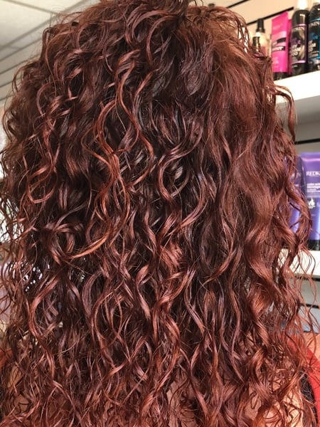 Image of  Women's Hair, Red, Hair Color, Medium Length, Hair Length, Curly, Haircuts, Natural, Hairstyles, Curly, 3C, Hair Texture