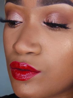 View Makeup, Brown, Skin Tone, Red Lip, Look, Glam Makeup, Red, Colors, Gold - Tee Ahmed, New York, NY