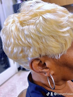 View Hairstyles, Women's Hair, Hair Length, Pixie, Hair Extensions, Weave, Protective, Men's Hair, Haircut, Hair Color, Blonde, Short Ear Length Hair, Sew-In  - Beverly Mitchell, Inglewood, CA