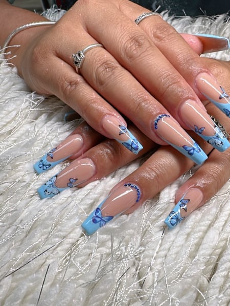 Image of  Nails, Blue, Nail Style, Nail Color, French Manicure