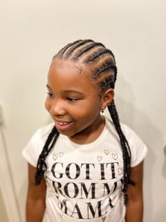 View Hairstyle, Kid's Hair, Haircut, Girls, Braiding (African American), French Braid, Curls, Protective Styles - Robyn Berry, Las Vegas, NV