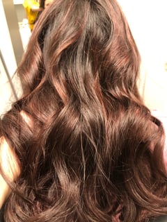 View Women's Hair, Balayage, Hair Color, Brunette, Fashion Color, Highlights, Red - Julie Roohi, Wake Forest, NC