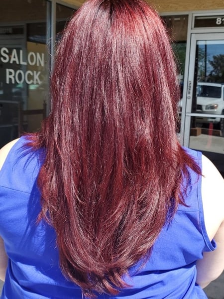 Image of  Women's Hair, Hair Color, Red, Long, Hair Length, Layered, Haircuts, Straight, Hairstyles