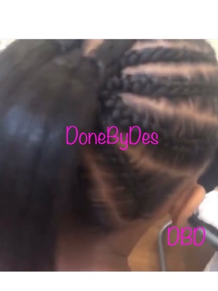Image of  Permanent Hair Straightening, Silk Press, Hair Length, Shoulder Length, Natural, Braids (African American), Straight, Hairstyles, Women's Hair
