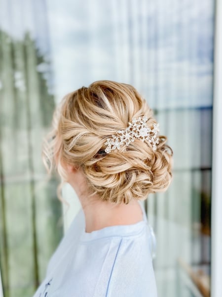Image of  Women's Hair, Bridal, Hairstyles, Curly, Natural, Updo