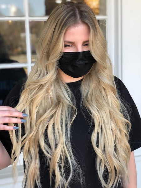 Image of  Women's Hair, Hair Color, Balayage, Blonde, Foilayage, Hair Length, Long, Hairstyles, Beachy Waves, Hair Extensions