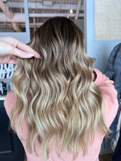 View Blonde, Balayage, Brunette, Long, Hairstyles, Beachy Waves, Straight, Women's Hair, Hair Color, Highlights, Hair Length, Full Color, Hair Extensions, Shoulder Length, Medium Length, Foilayage, Natural, Tape-In , Sew-In , Fusion - Lauren Davis, Minnetonka, MN