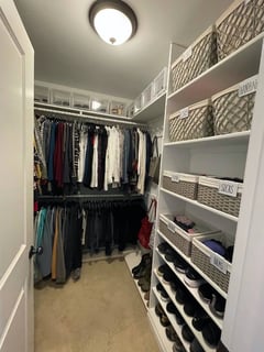 View Closet Organization, Handbags, Folded Clothes, Shoe Shelves, Hanging Clothes, Professional Organizer - Juliana Meidl, Rochester, MI