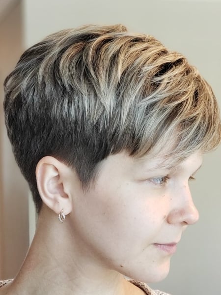 Image of  Women's Hair, Highlights, Hair Color, Pixie, Short Ear Length