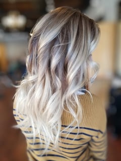 View Women's Hair, Beachy Waves, Hairstyles, Long, Blowout, Balayage, Blonde, Haircuts, Foilayage, Blunt, Hair Length, Layered, Highlights, Hair Color - Heather Womack, Port Huron, MI