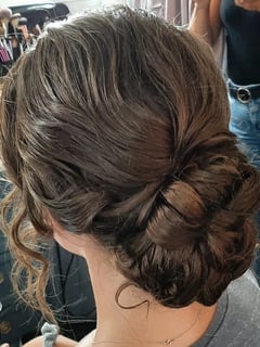 View Brunette, Updo, Hairstyles, Bridal, Haircuts, Curly, Hair Length, Shoulder Length, Hair Color, Women's Hair - Becki Kennedy, Saint Charles, IL