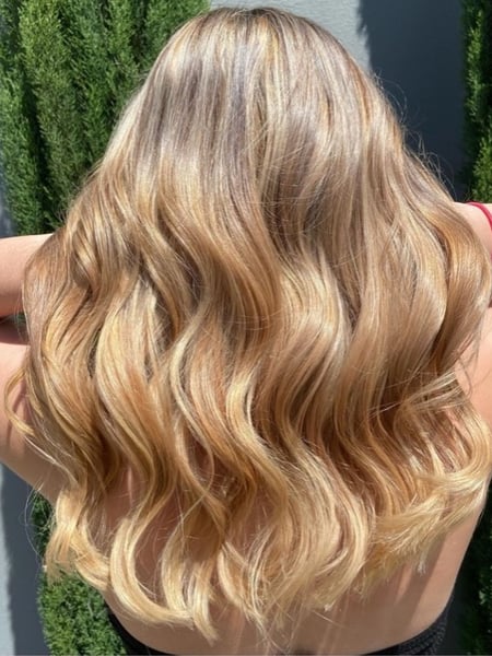 Image of  Women's Hair, Blonde, Hair Color, Color Correction, Foilayage, Balayage, Beachy Waves, Hairstyles
