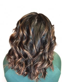 View Balayage, Foilayage, Long Hair (Upper Back Length), Hair Length, Blowout, Hairstyle, Curls, Women's Hair, Highlights, Haircut, Layers, Hair Color - Mariah Hollett, Canal Winchester, OH