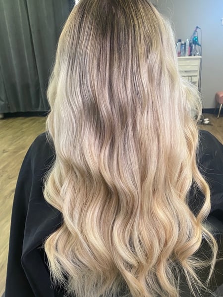 Image of  Women's Hair, Balayage, Hair Color, Foilayage, Highlights, Long, Hair Length, Curly, Haircuts, Beachy Waves, Hairstyles, Hair Extensions