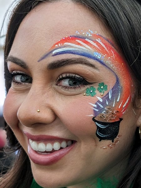 Image of  Face Painting, Animals, Kitty, Tiger, Butterfly, Dolphin, Fox, Shark, Unicorn, Dragon, Embellishments, Glitter, Gems