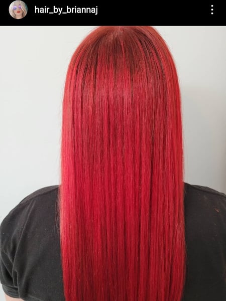Image of  Blunt, Haircuts, Women's Hair, Permanent Hair Straightening, Blowout, Keratin, Straight, Hairstyles, Hair Extensions, Red, Hair Color, Fashion Color