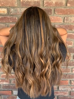 View Women's Hair, Blowout, Hair Color, Balayage, Brunette, Blonde, Foilayage, Highlights, Hair Length, Long, Beachy Waves, Hairstyles - Mitzy Sakayeda, Long Beach, CA
