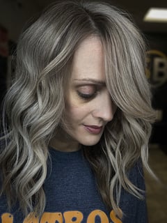 View Silver, Blonde, Balayage, Women's Hair, Hair Color, Highlights, Color Correction, Foilayage - Brittany Shadle, New Caney, TX