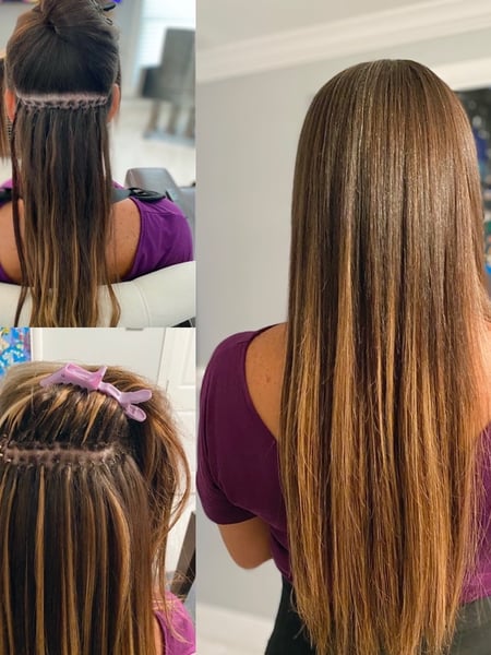Image of  Women's Hair, Blowout, Hair Extensions, Hairstyles, Straight, Permanent Hair Straightening, Keratin, Highlights, Hair Color