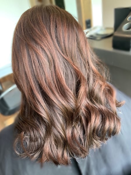 Image of  Women's Hair, Balayage, Hair Color, Brunette, Color Correction, Hair Length, Haircuts, Layered, Beachy Waves, Hairstyles