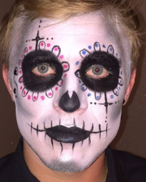 Image of  Makeup, Pink, Colors, Blue, Black, White, Halloween, Look