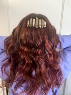 View Layered, Haircuts, Women's Hair, Curly, Beachy Waves, Hairstyles, Red, Hair Color - Alisha Tompkins, Kingston, NY
